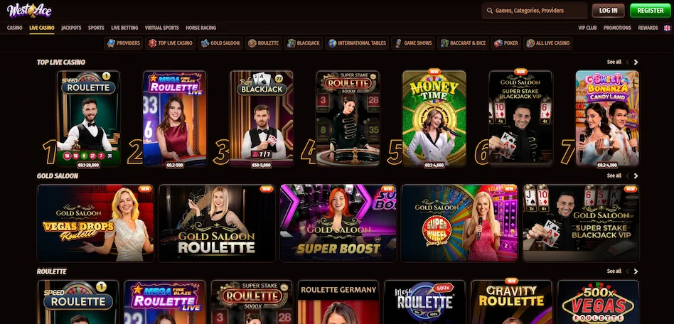 WestAce Casino live games.