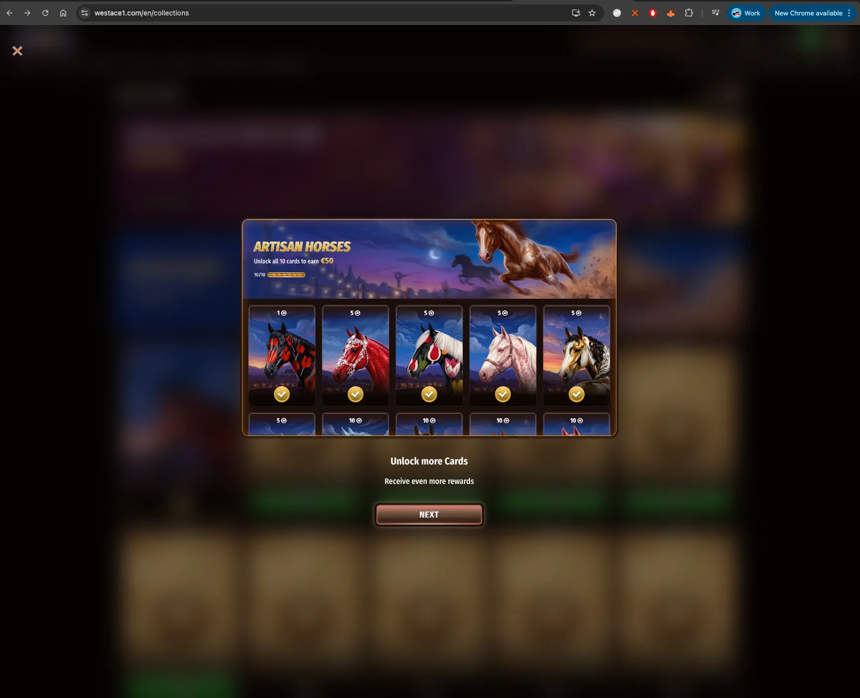 WestAce casino collections page