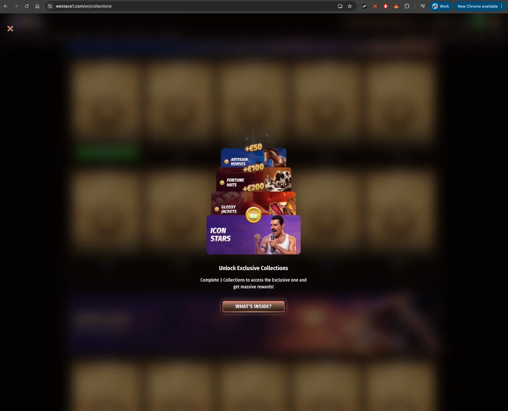 WestAce casino exclusive collection screen