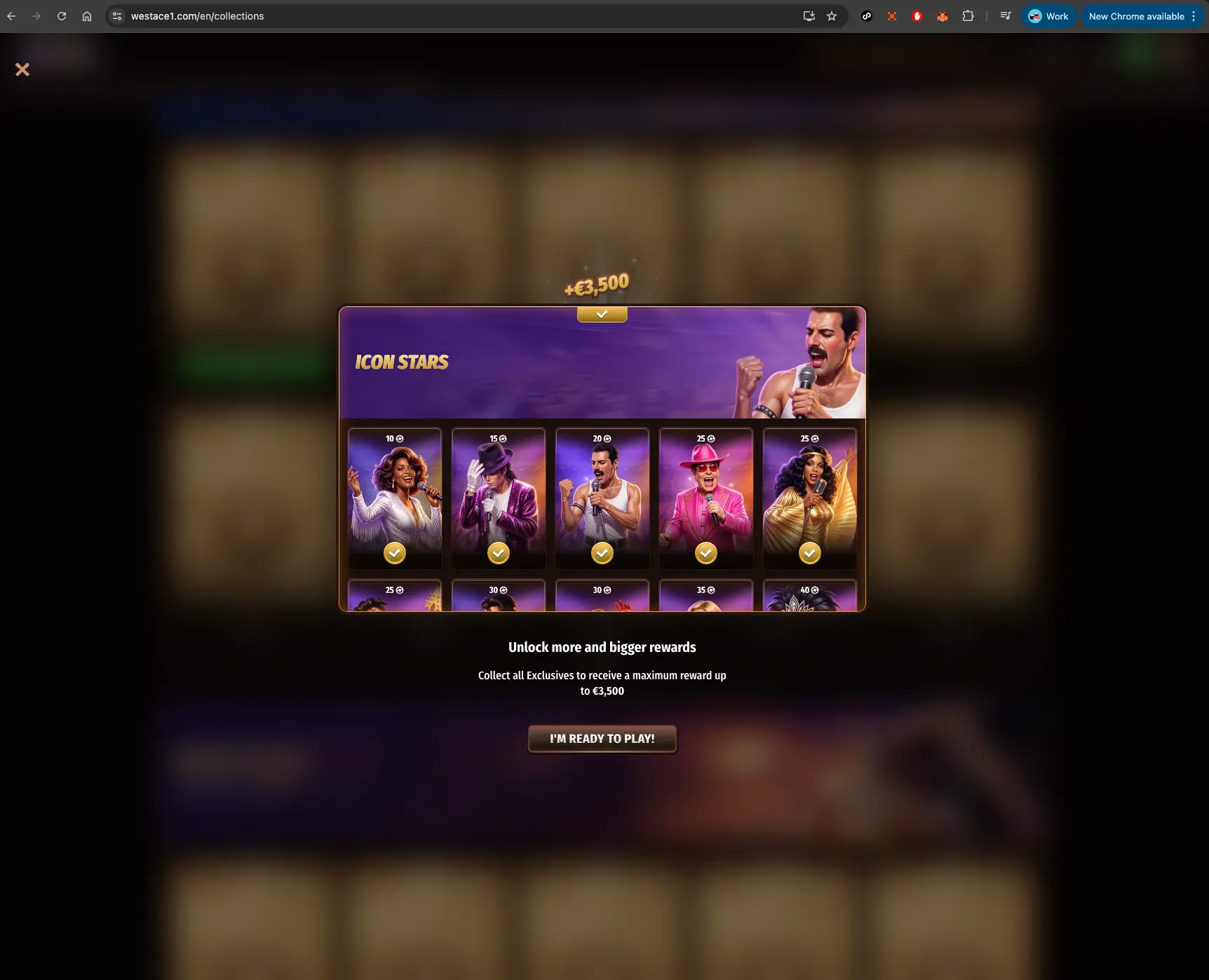 WestAce casino icon stars section