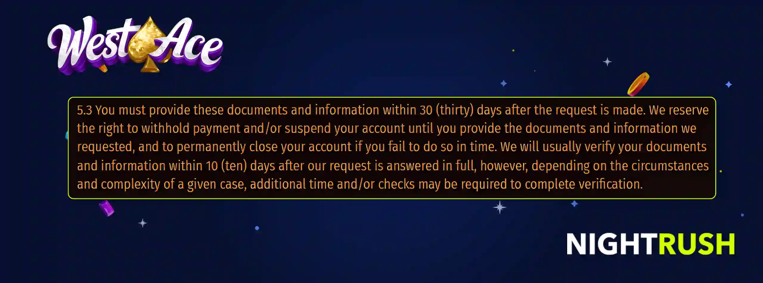 WestAce Casino KYC terms.