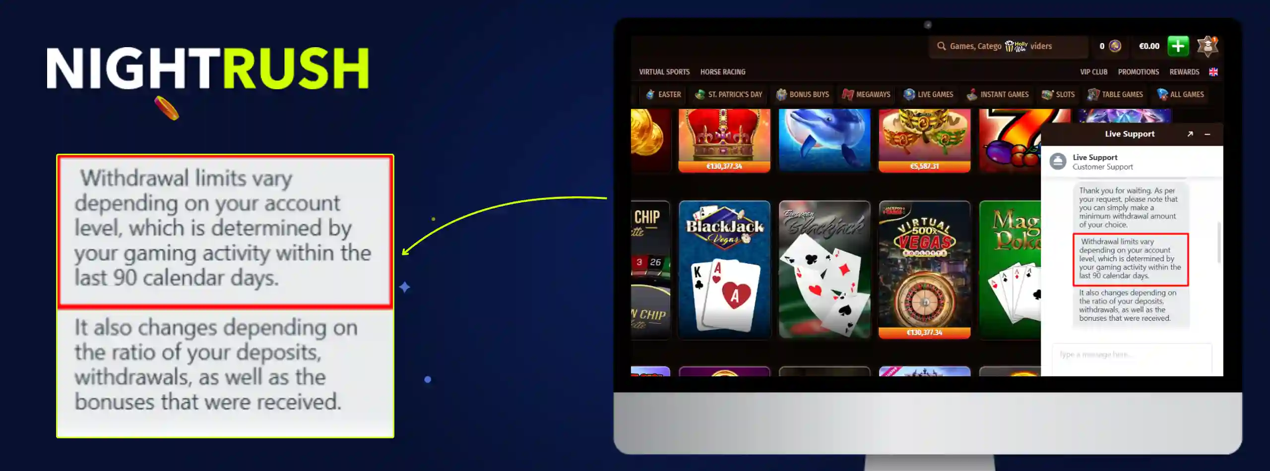 WestAce Casino live chat conversations.