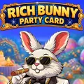 Rich Bunny Party Card logo featuring a bunny in a tuxedo and sunglasses smoking a cigar.
