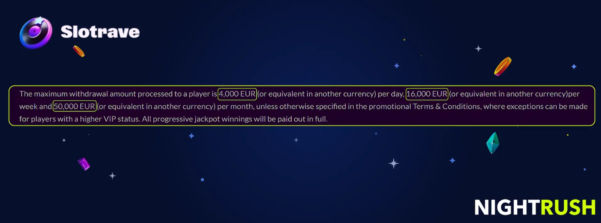Slotrave Casino withdrawal limits