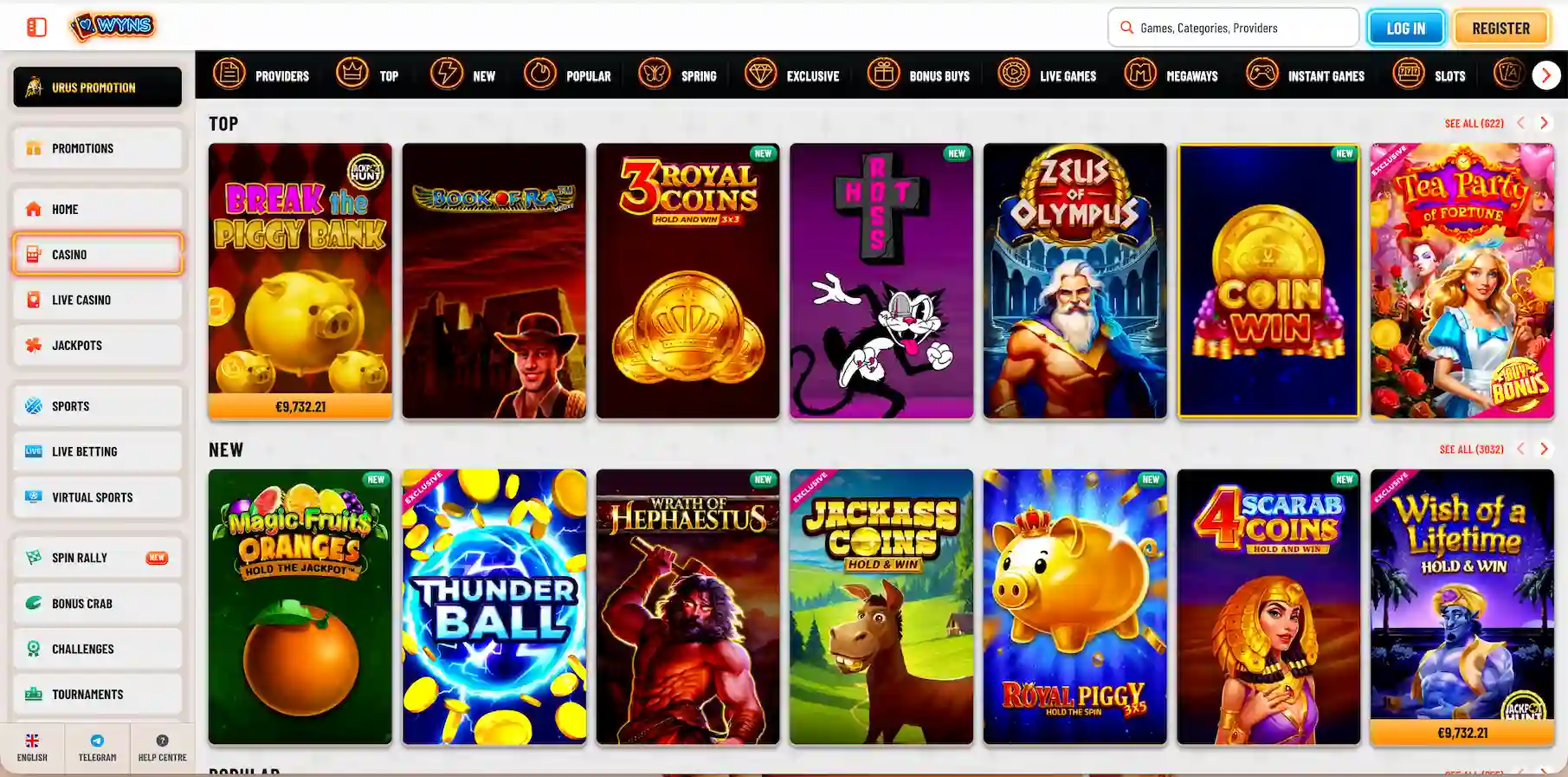 Wyns Casino games.