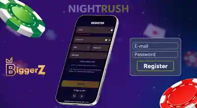 BiggerZ registration on a phone with a register button