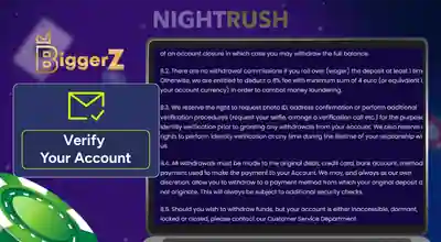 BiggerZ terms on a laptop with a verification button.