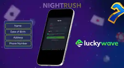 LuckyWave account creation details on a phone.
