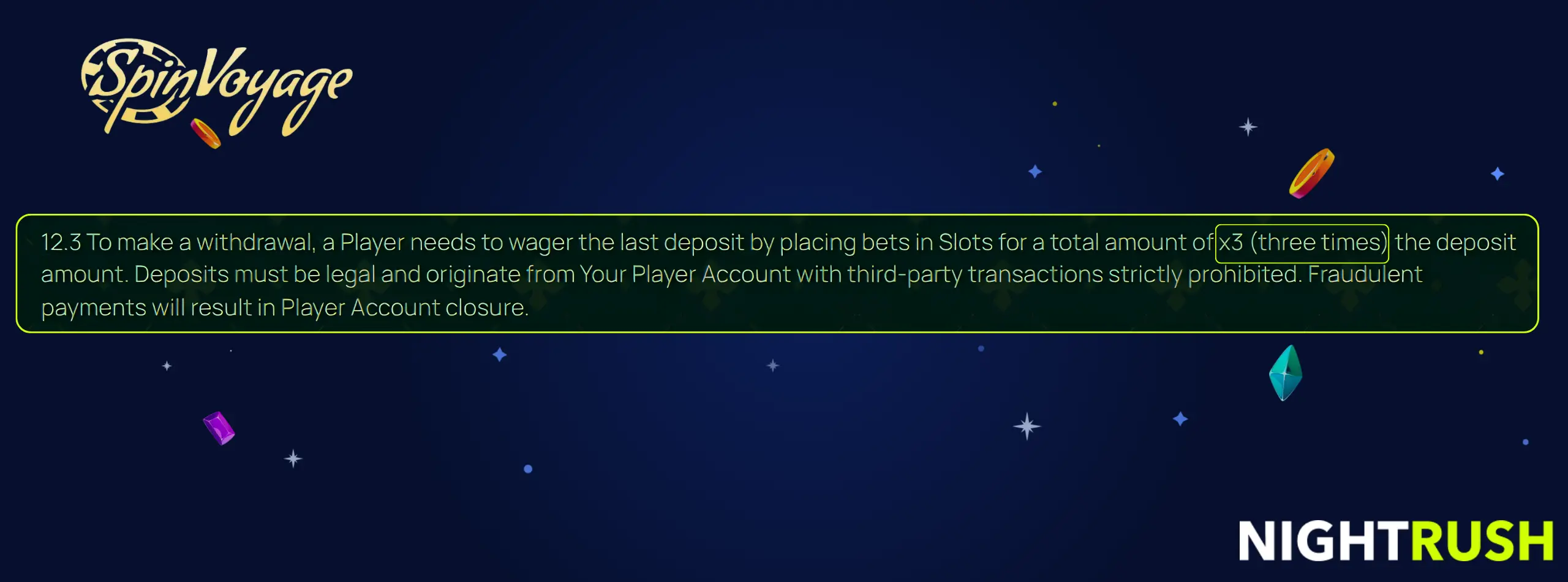 SpinVoyage 3x withdrawal rule