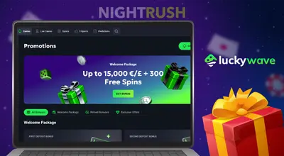LuckyWave promotion details on a laptop