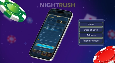 A mobile phone showing the Casea Casino registration form for entering personal details.