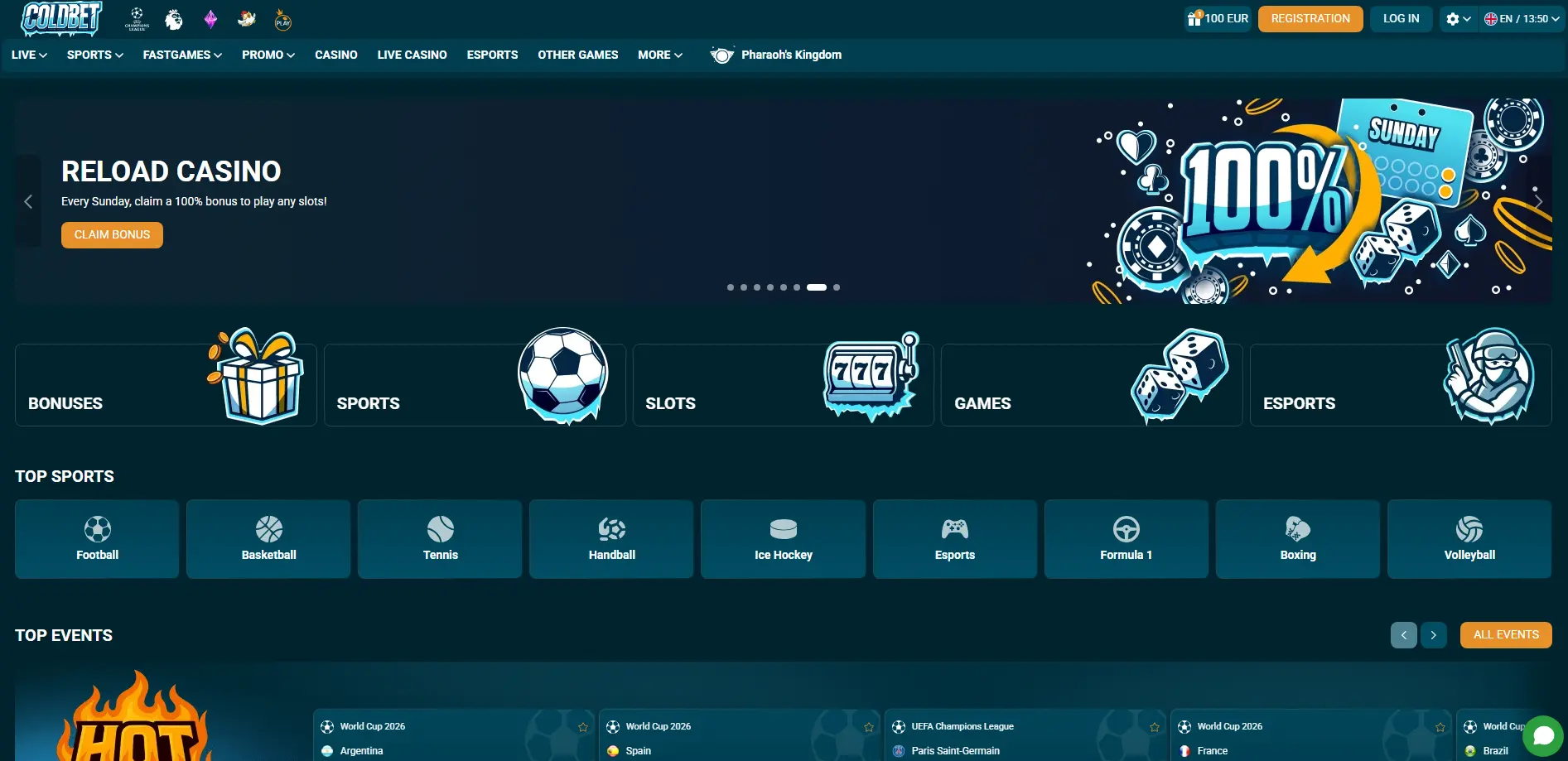  Coldbet Casino homescreen