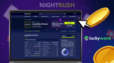 LuckyWave's page on Nightrush on a laptop.