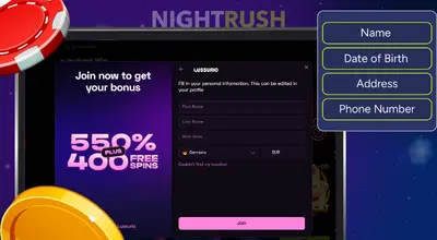 Lussurio Casino registration form