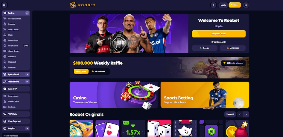 Roobet Casino homepage