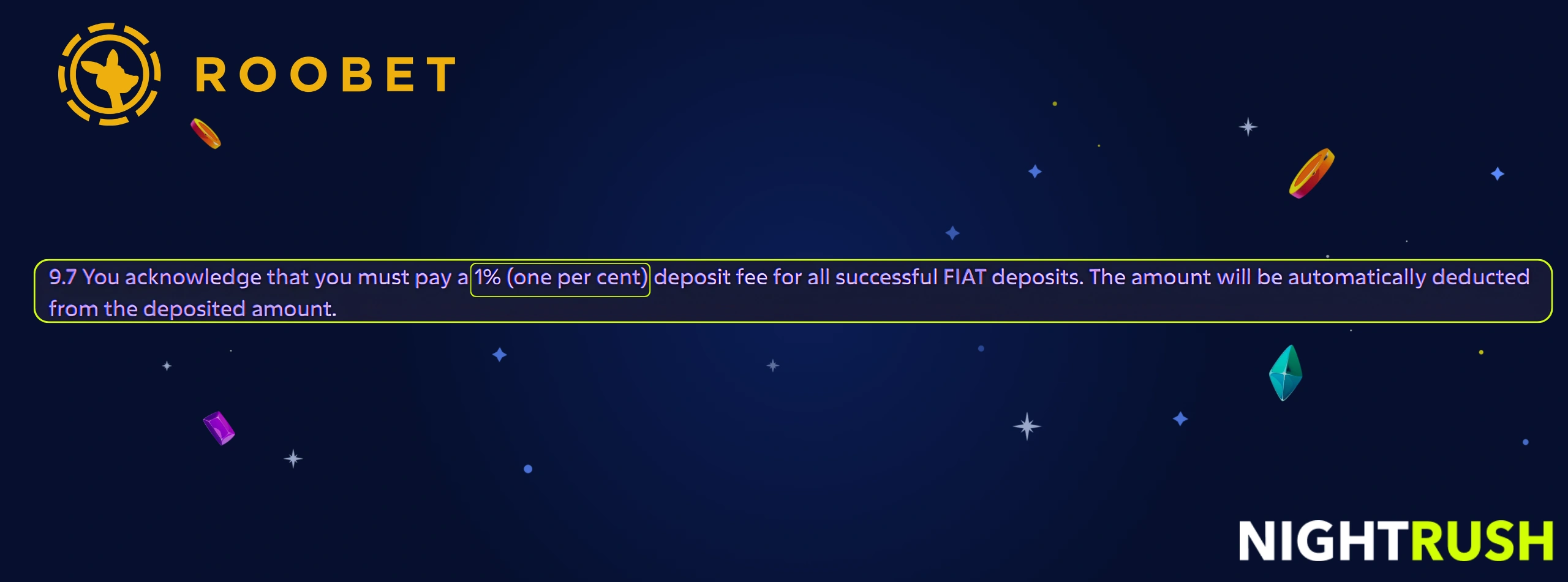 Roobet Casino deposit fee