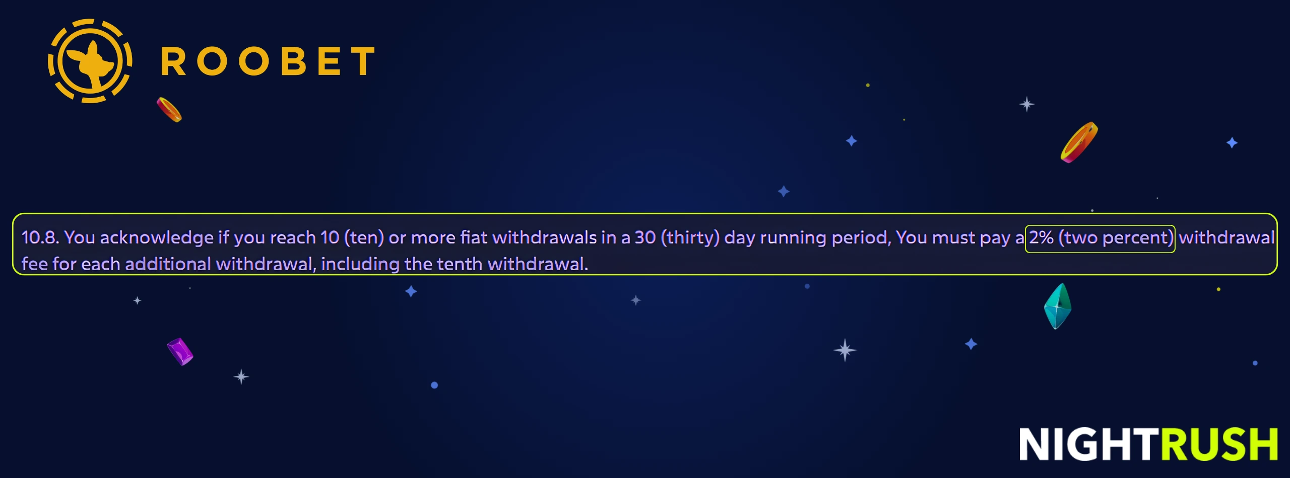Roobet Casino withdrawal fee