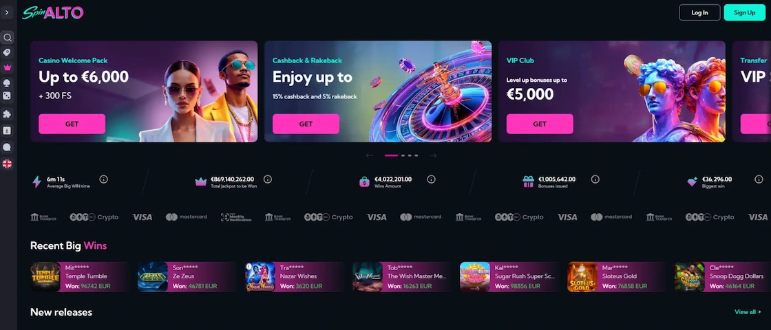 Screenshot of Spinalto homepage