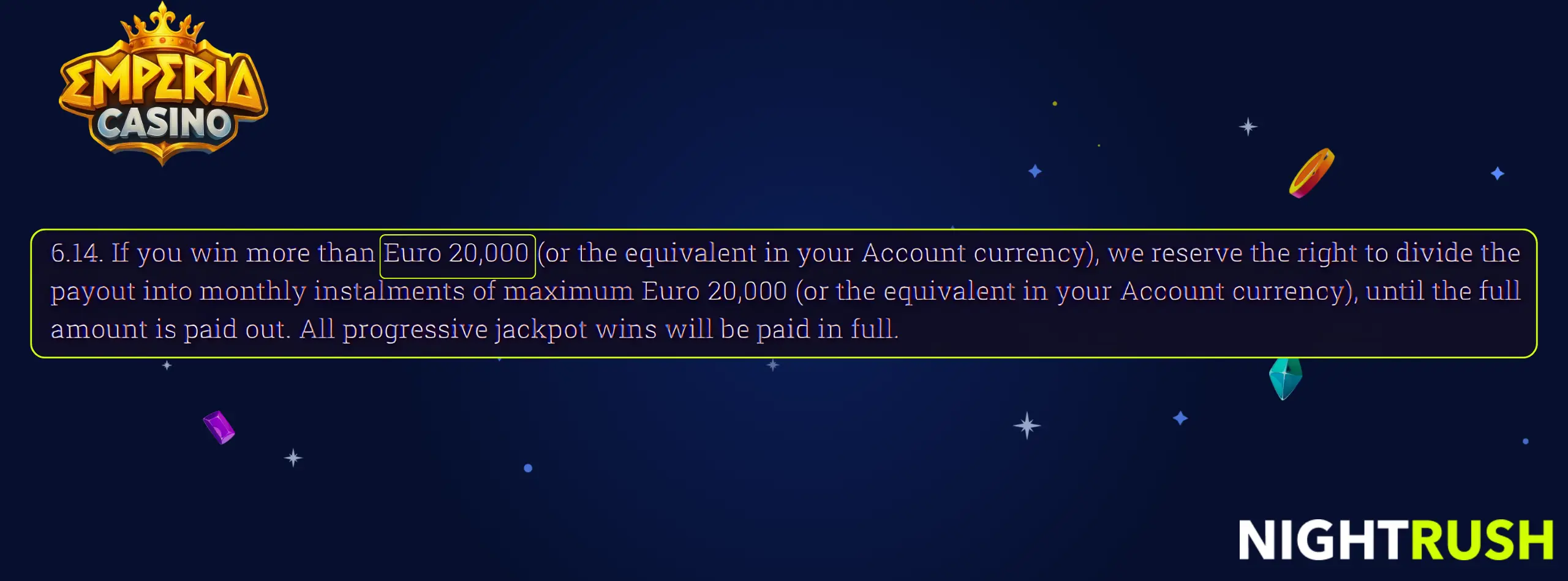 Emperia Casino max win policy