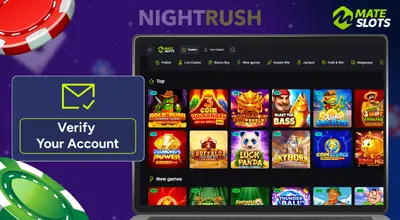 A laptop with Mateslots games against a starry background.