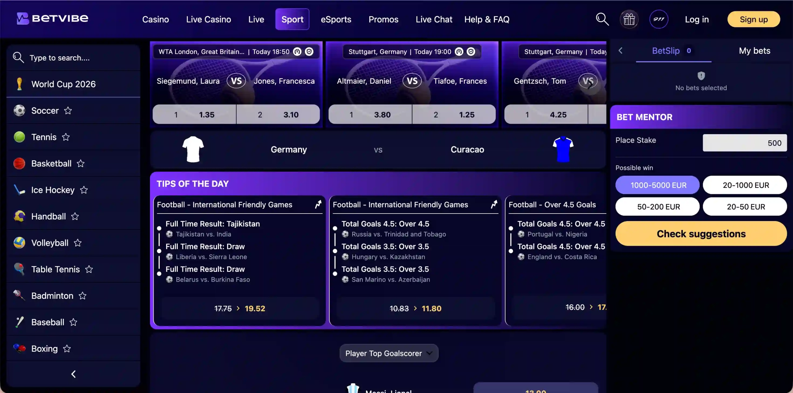 Betvibe sportsbook.