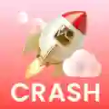 Graphic of a cartoon rocket ship flying through pink clouds above the bold word CRASH.