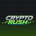 The logo for Crypto Rush displayed over a dark grid background.