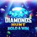 A large, shining blue diamond floating above the text Diamonds Hunt.