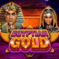 Ancient Egyptian man and woman dressed in regal attire under the title Egyptian Gold.