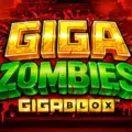 Text logo for Giga Zombies Gigablox with a bloody, dark red backdrop.
