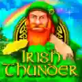 Game icon for Irish Thunder featuring a red-bearded leprechaun character next to a pot of gold and a rainbow.