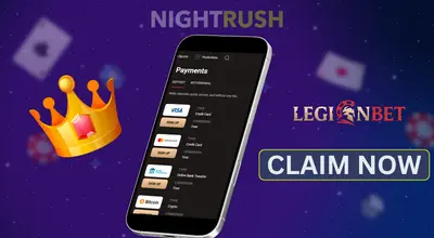 LegionBet Casino payments on a phone with a crown floating.