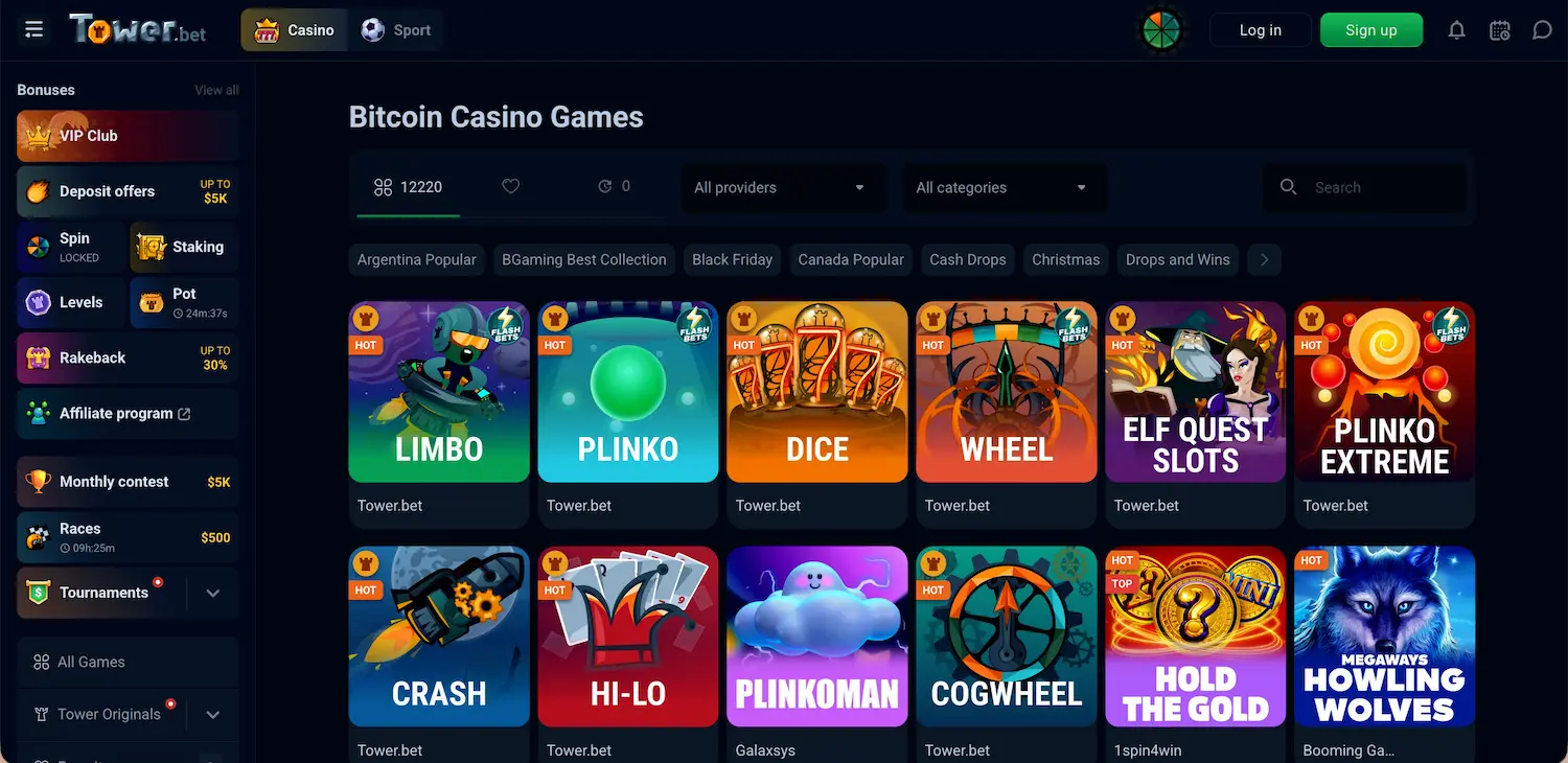 TowerBet Casino games.