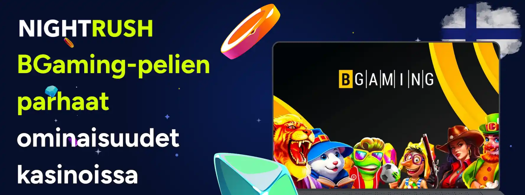 BGaming kannettavalla tietokoneella tekstillä BGaming-pelien parhaat ominaisuudet kasinoissa.