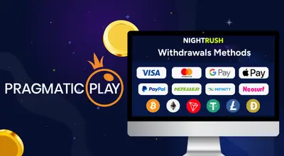 Kannettava tietokone näyttää maksutavat, Pragmatic Playn logon.