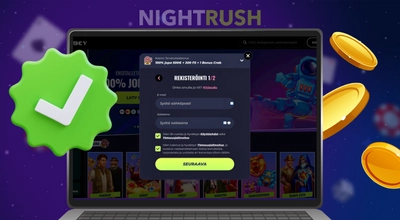 Kannettava näyttää Lunubetin rekisteröintilomakkeen ja ison vihreän rastin.