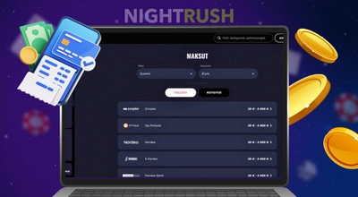 Kannettava näyttää suomalaisen kasinon Maksut-sivun eri pankkisiirto vaihtoehdoilla.