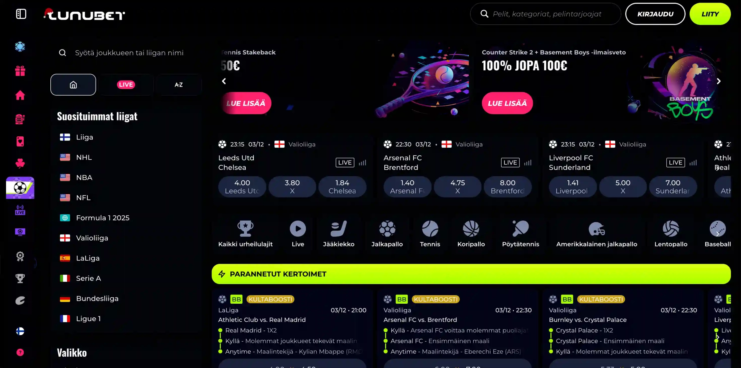 LunuBet-urheiluvedonlyönti.