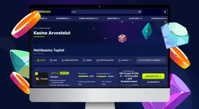 Kannettava tietokone näyttää Nightrush-verkkosivuston.