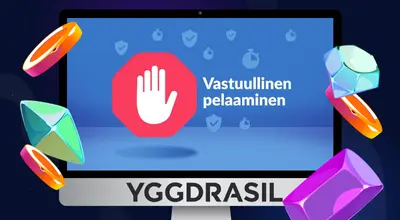Kannettava tietokone edistää vastuullista pelaamista, Yggdrasilin logon.