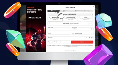 Kannettava tietokone näyttää Megapari-rekisteröinnin.