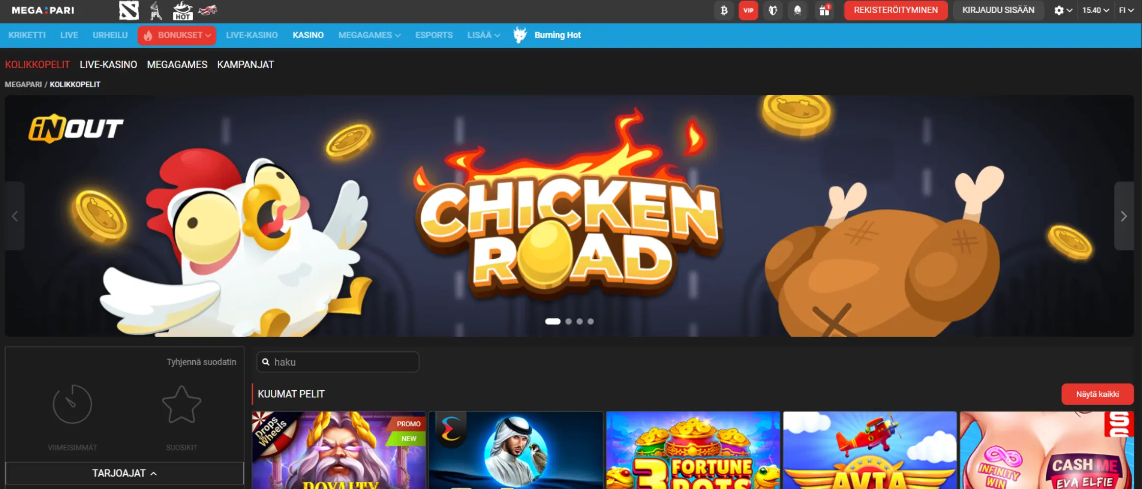 Megaparin pelivalikoima