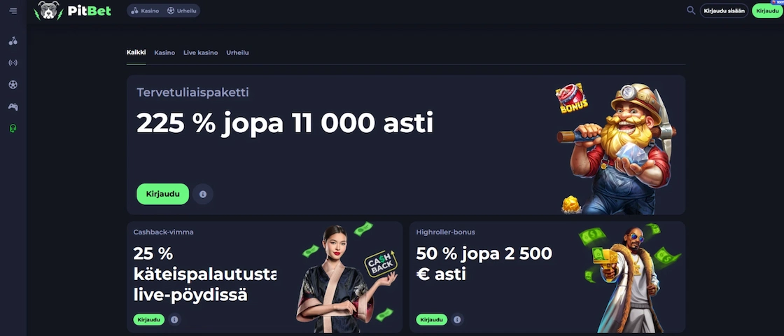 Pitbet Casinon bonukset