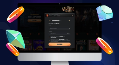 Kannettava tietokone näyttää Gransino Casinon rekisteröintilomakkeen.