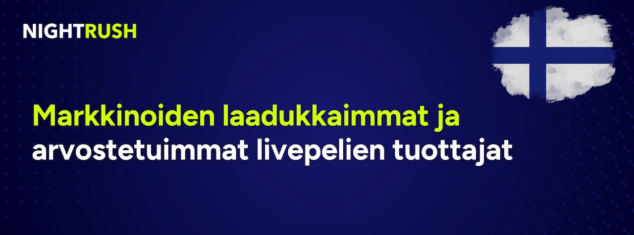 Markkinoiden laadukkaimmat ja arvostetuimmat livepelien tuottajat sinisellä.