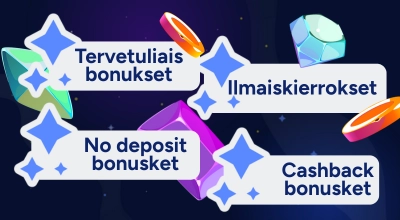 Infografiikka näyttää suosittuja kasinobonuksia.