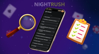 Verkkokasinon säännöt ja ehdot mobiilissa suurennuslasilla ja tarkistuslistalla.