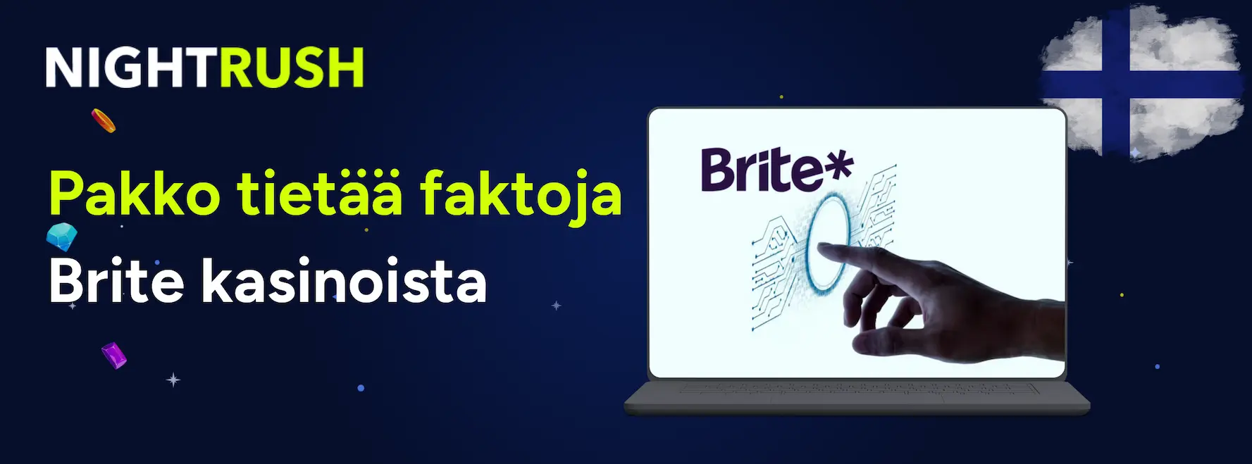 Banneri tekstillä Pakko tietää faktoja Brite-kasinoista