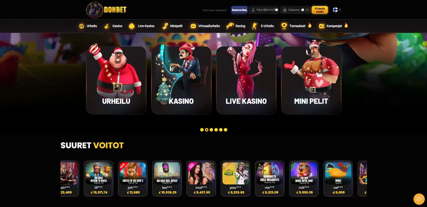 Donbet Casinon kotisivu