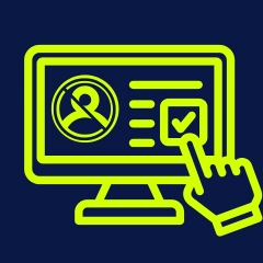 Ei rekisteröintilogoa keltaisella sinisellä taustalla.